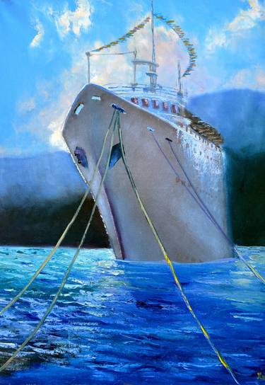 Original Expressionism Ship Paintings by Elena Lukina