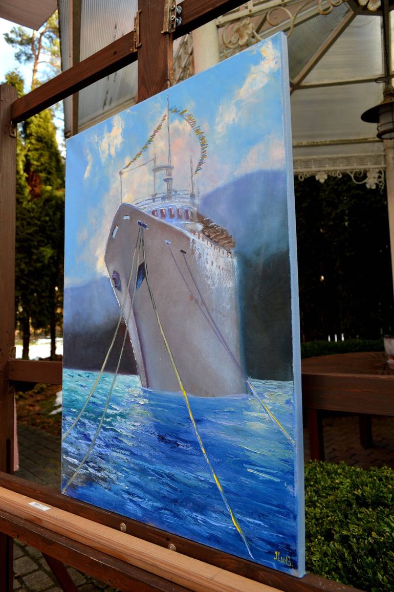 Original Expressionism Ship Painting by Elena Lukina