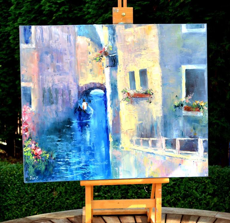 Original Expressionism Cities Painting by Elena Lukina
