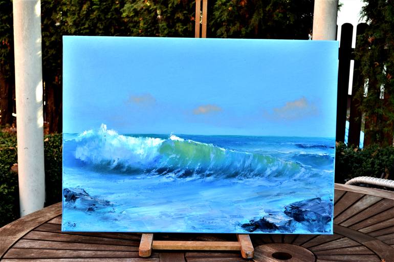 Original Expressionism Seascape Painting by Elena Lukina