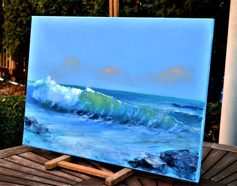 Original Expressionism Seascape Painting by Elena Lukina