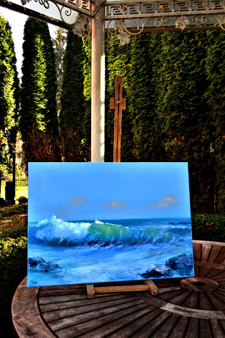 Original Expressionism Seascape Painting by Elena Lukina