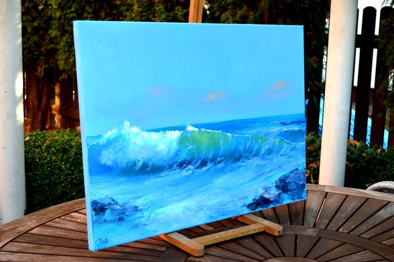Original Expressionism Seascape Painting by Elena Lukina