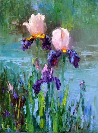 Three Irises by the pond thumb