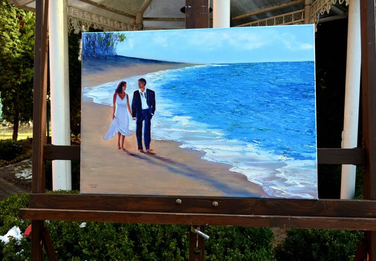 Original Beach Painting by Elena Lukina