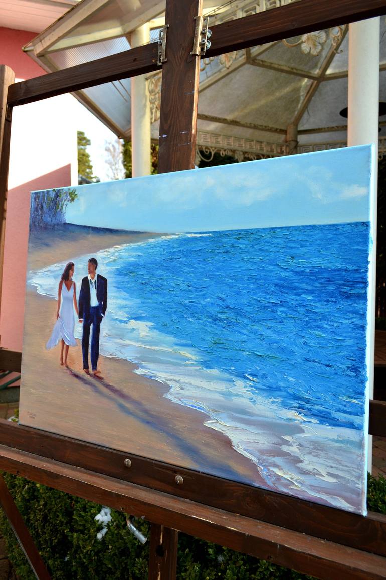 Original Beach Painting by Elena Lukina