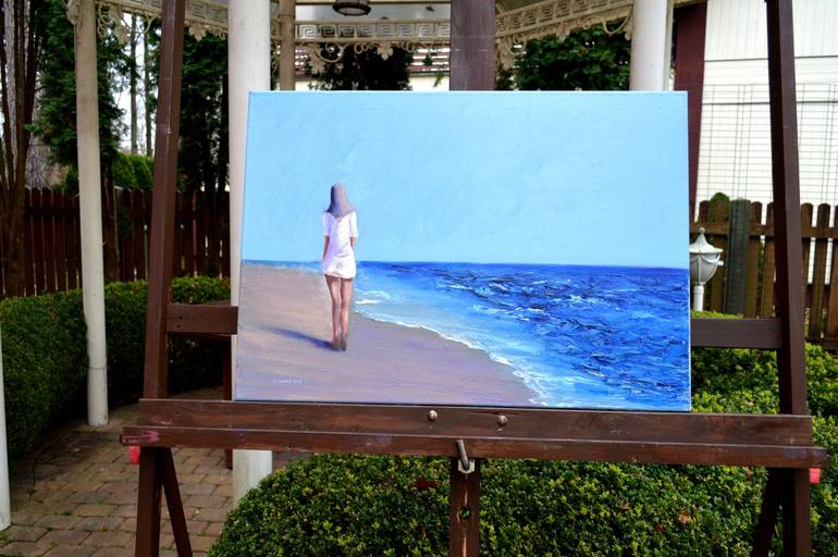 Original Beach Painting by Elena Lukina