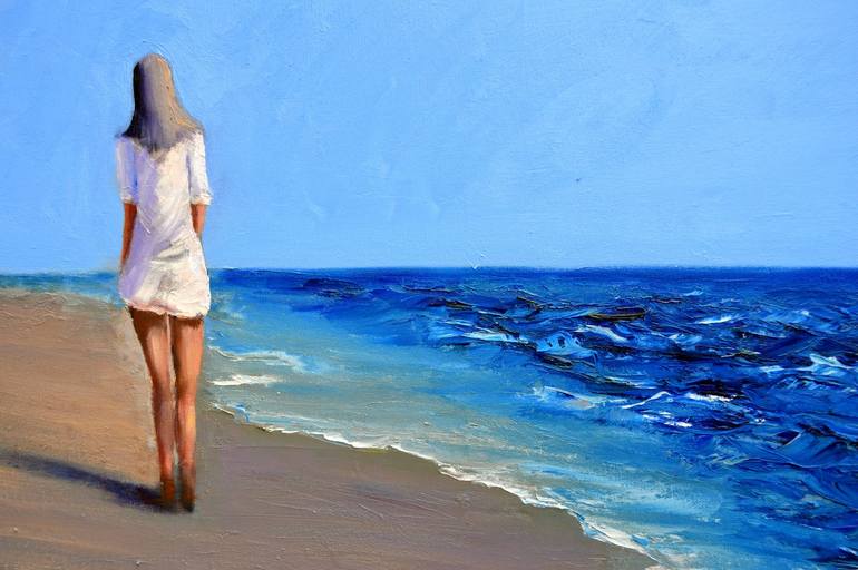 Original Beach Painting by Elena Lukina