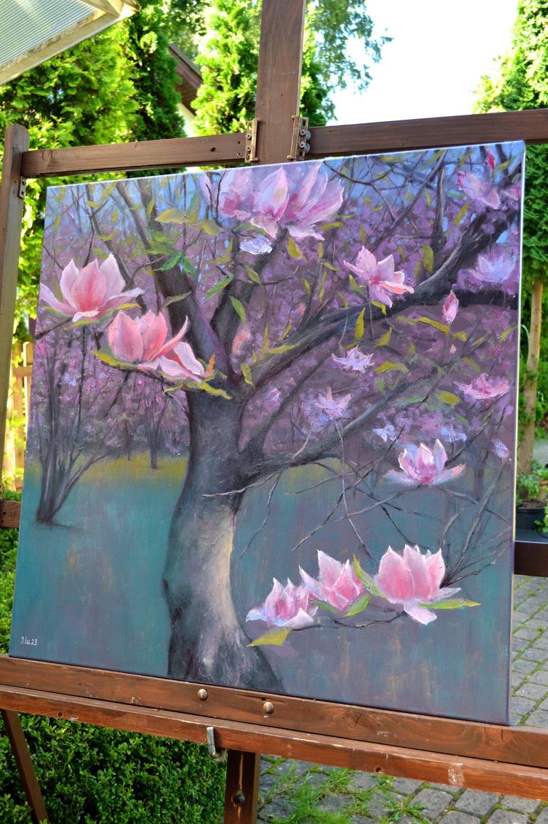 Original Impressionism Garden Painting by Elena Lukina