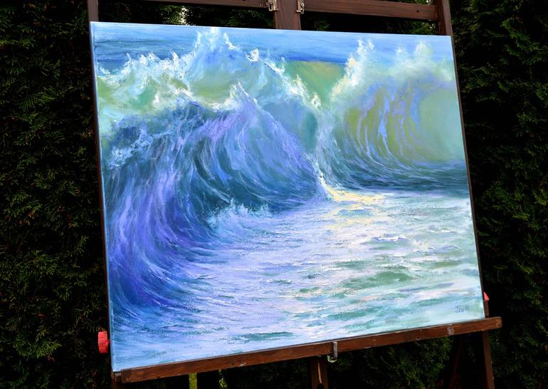 Original Impressionism Seascape Painting by Elena Lukina