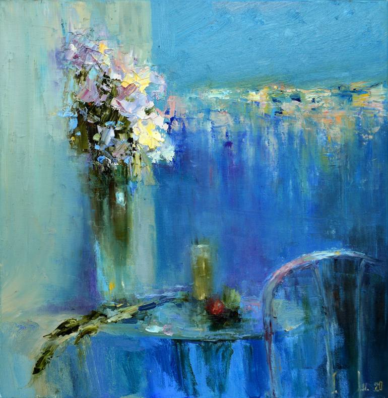 Still-life with lilac Painting by Elena Lukina