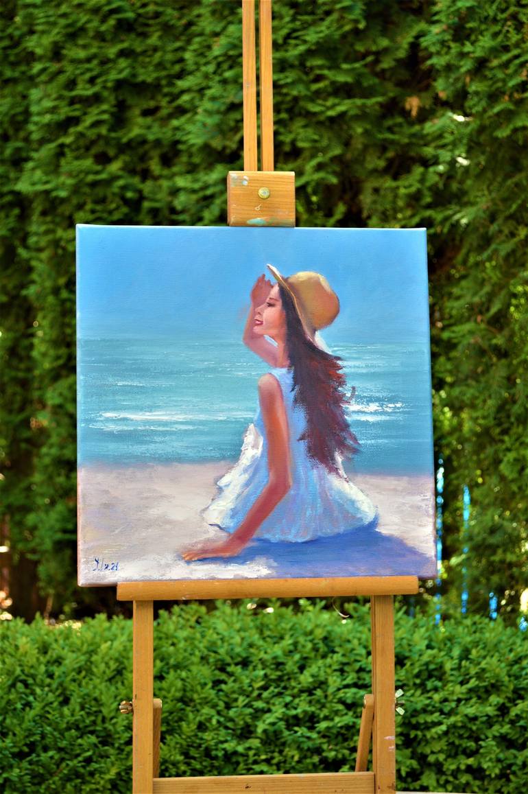 Original Beach Painting by Elena Lukina