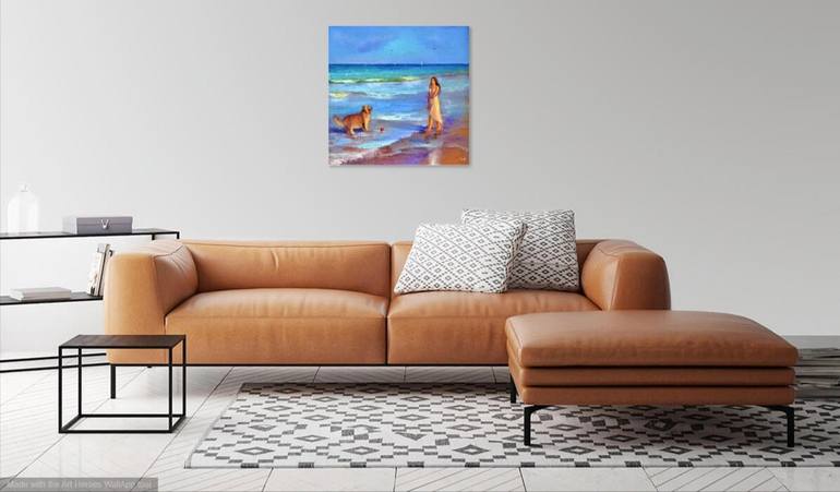 Original Expressionism Beach Painting by Elena Lukina