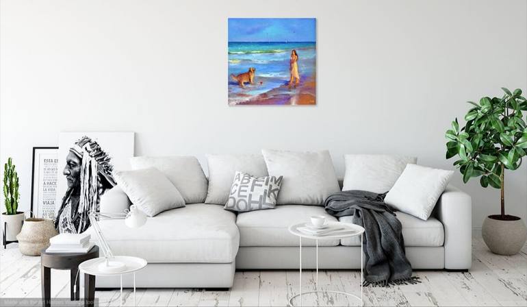 Original Expressionism Beach Painting by Elena Lukina