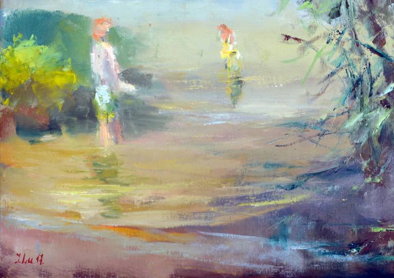 Original Expressionism Landscape Painting by Elena Lukina