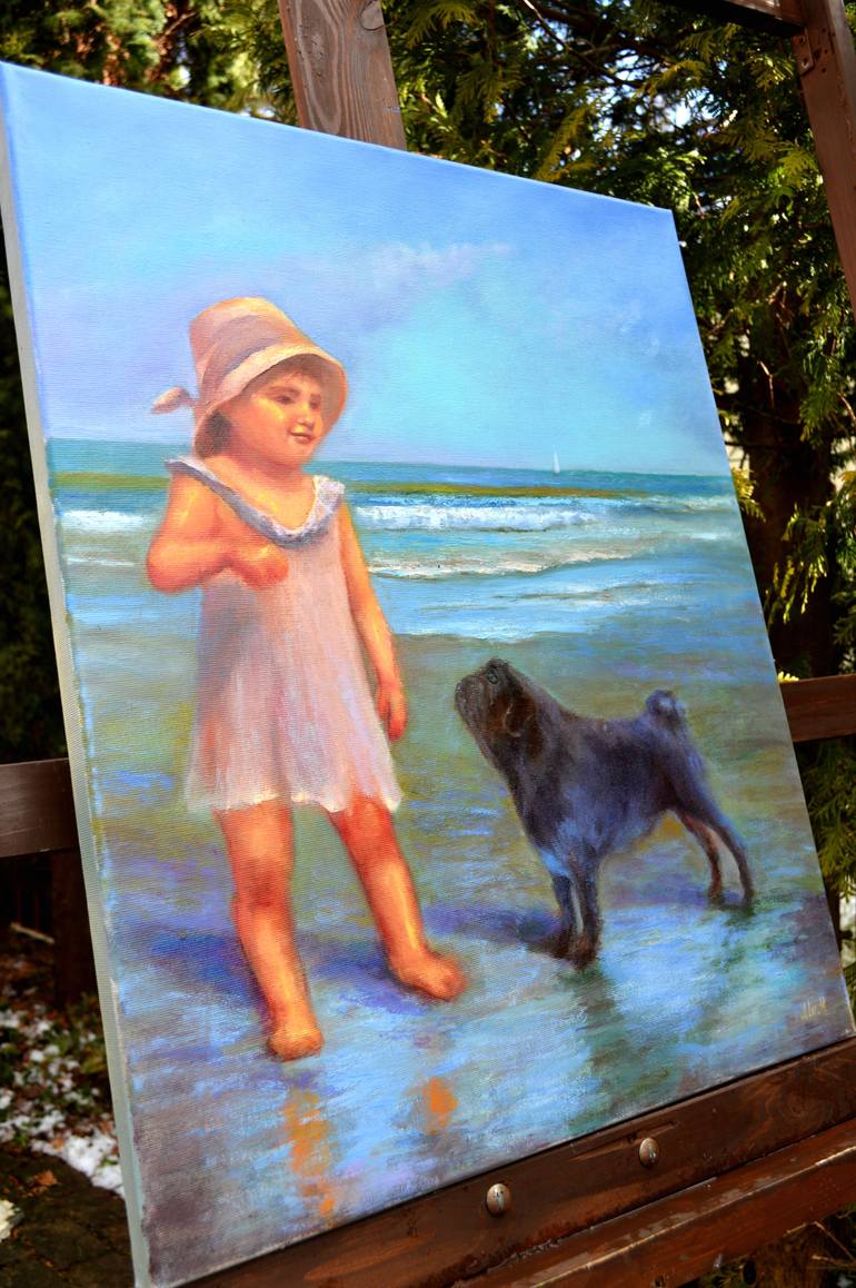 Original Beach Painting by Elena Lukina