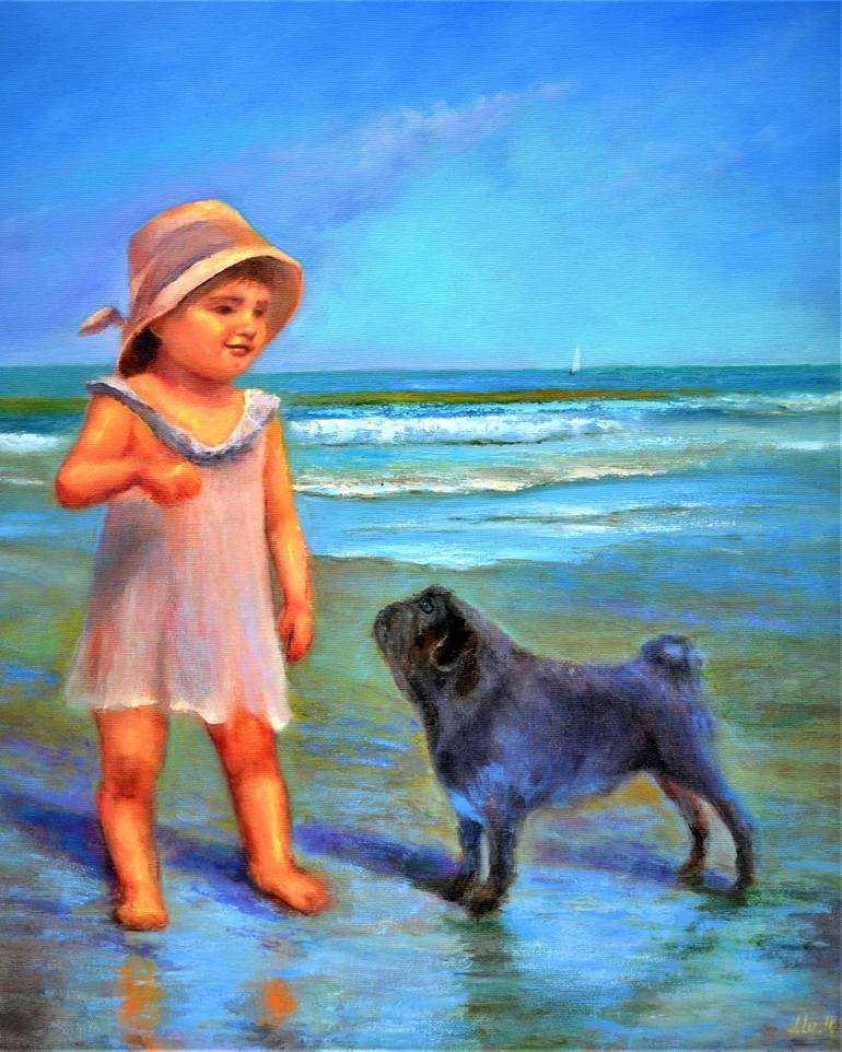 Original Beach Painting by Elena Lukina