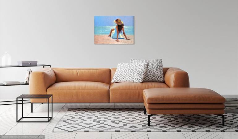 Original Figurative Beach Painting by Elena Lukina