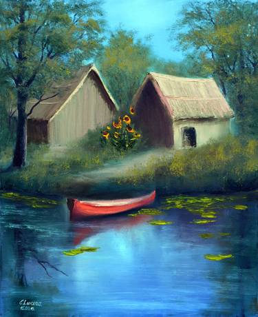 Original Expressionism Rural life Paintings by Elena Lukina