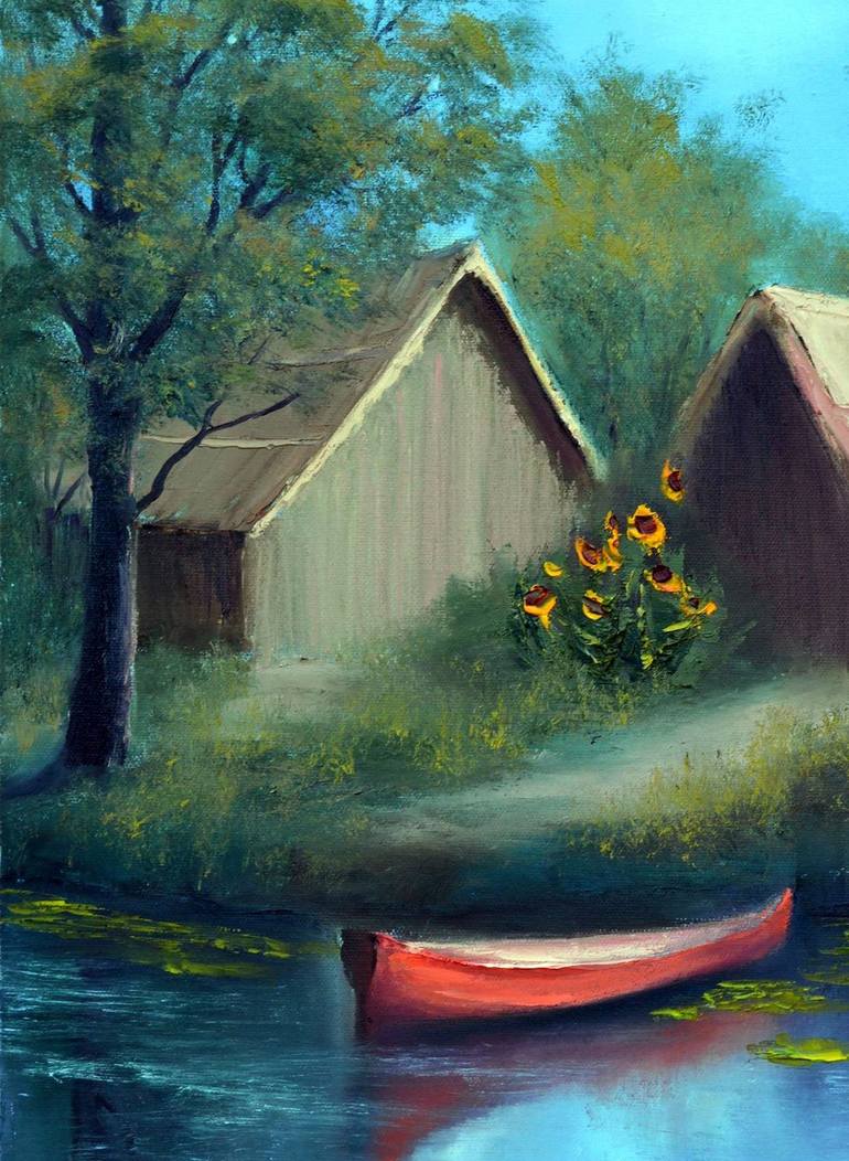 Original Rural life Painting by Elena Lukina