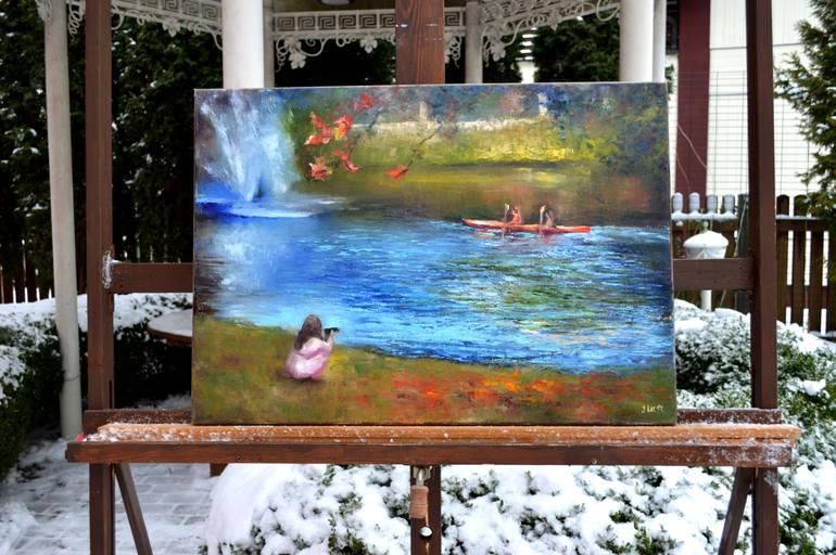 Original Expressionism Landscape Painting by Elena Lukina