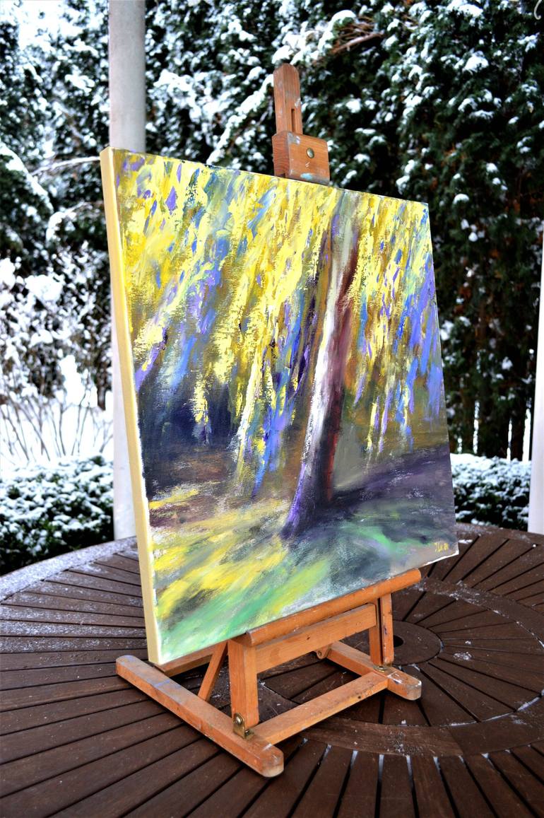 Original Impressionism Tree Painting by Elena Lukina