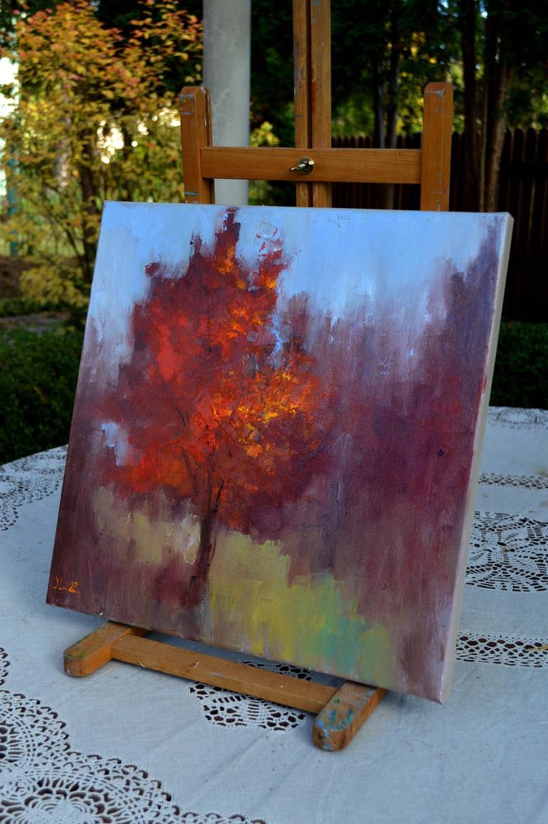 Original Expressionism Tree Painting by Elena Lukina