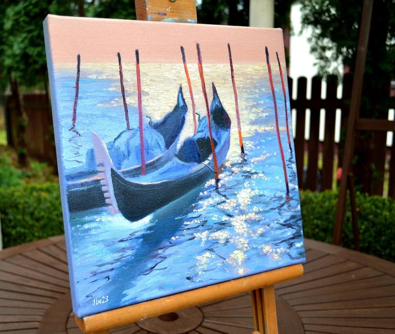 Original Boat Painting by Elena Lukina