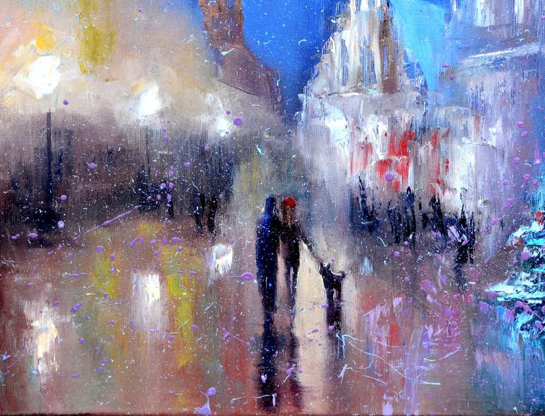 Original Fine Art Cities Painting by Elena Lukina