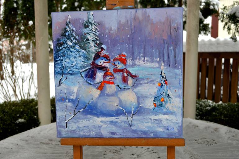 Original Expressionism Family Painting by Elena Lukina