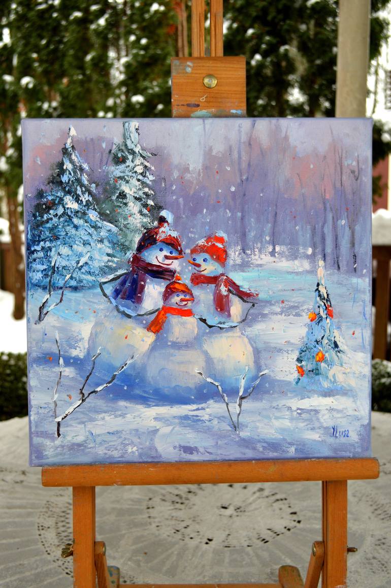 Original Expressionism Family Painting by Elena Lukina