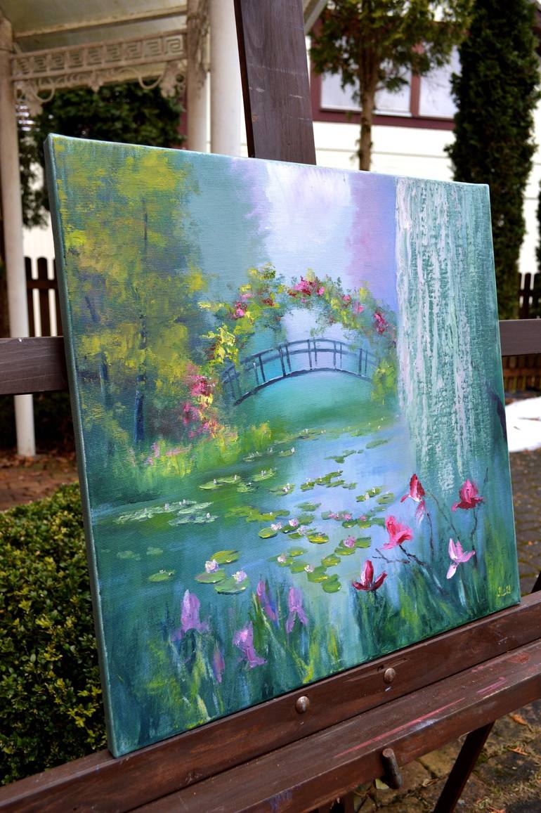 Original Fine Art Garden Painting by Elena Lukina