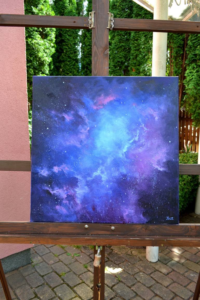 Original Expressionism Outer Space Painting by Elena Lukina