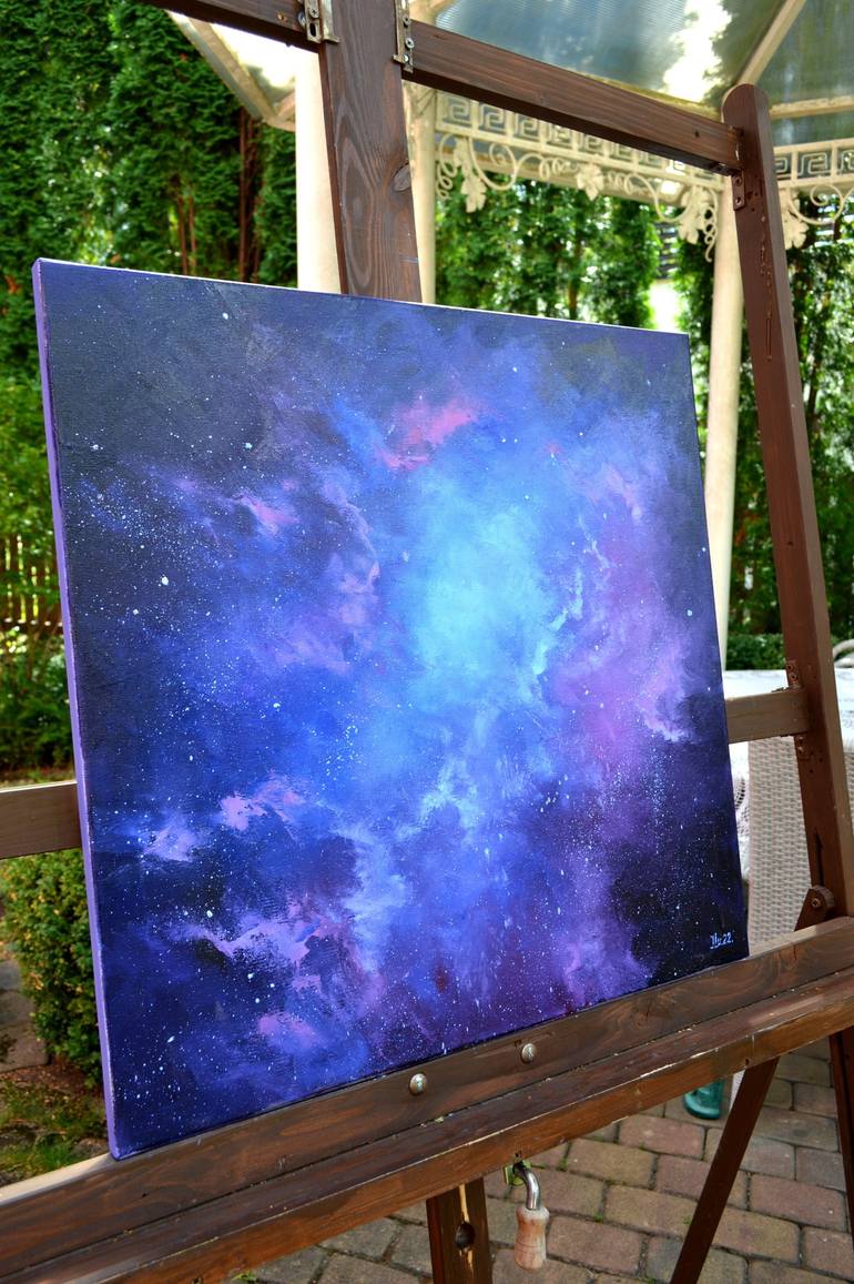 Original Expressionism Outer Space Painting by Elena Lukina