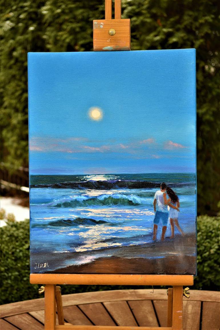 Original Conceptual Beach Painting by Elena Lukina