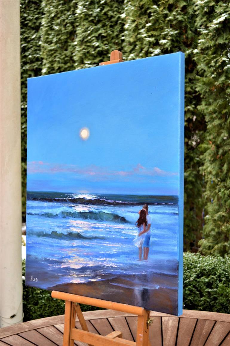 Original Conceptual Beach Painting by Elena Lukina