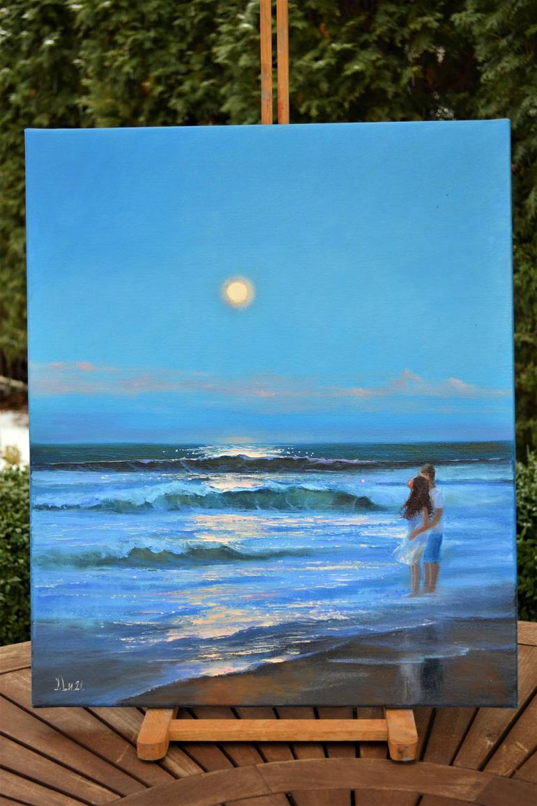 Original Conceptual Beach Painting by Elena Lukina