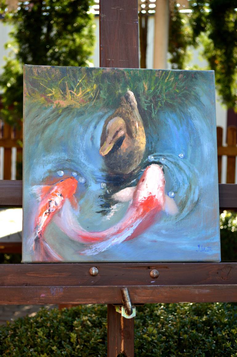 Original Expressionism Animal Painting by Elena Lukina
