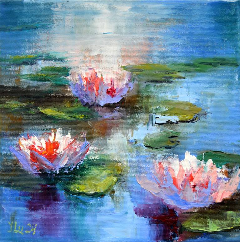 Sunny water lilies Painting by Elena Lukina | Saatchi Art