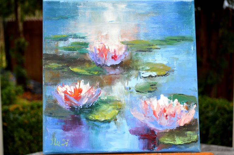Sunny water lilies Painting by Elena Lukina | Saatchi Art