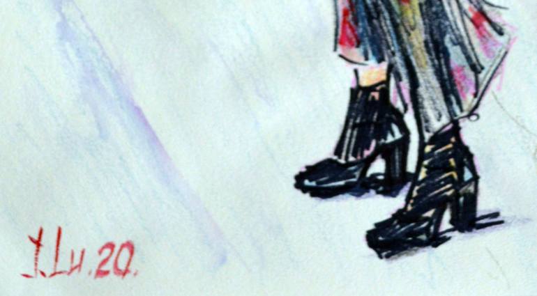 Original Expressionism Fashion Drawing by Elena Lukina