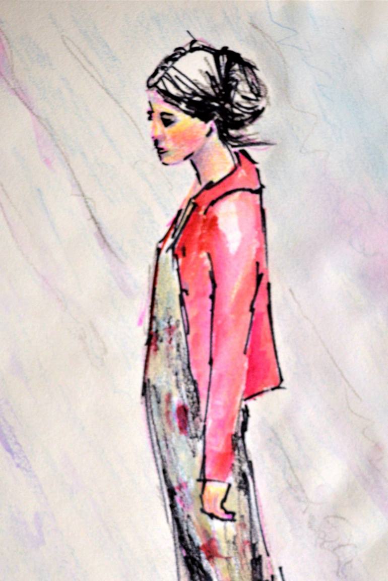 Original Expressionism Fashion Drawing by Elena Lukina