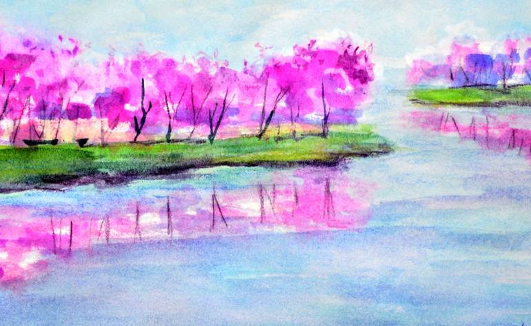Original Expressionism Landscape Painting by Elena Lukina