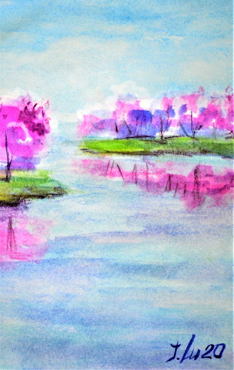 Original Expressionism Landscape Painting by Elena Lukina
