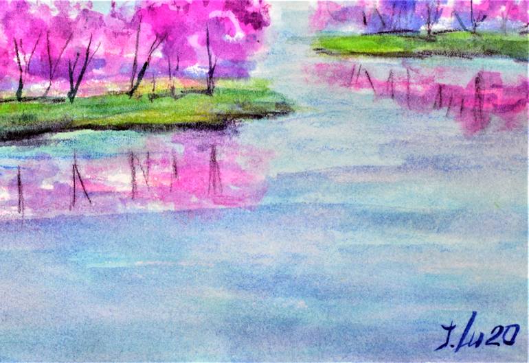 Original Expressionism Landscape Painting by Elena Lukina