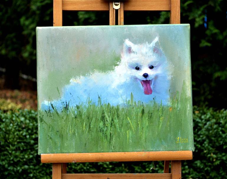 Original Fine Art Dogs Painting by Elena Lukina
