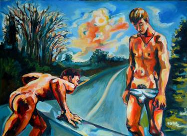 Print of Expressionism Men Paintings by Sebastian Moreno Coronel