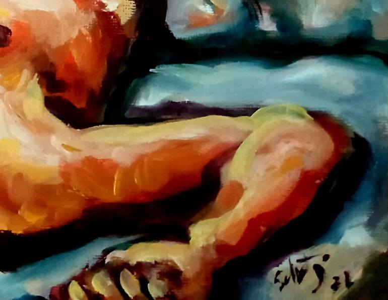 Original Fine Art Nude Painting by Sebastian Moreno Coronel