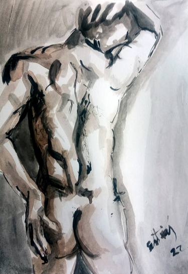 Print of Expressionism Nude Drawings by Sebastian Moreno Coronel