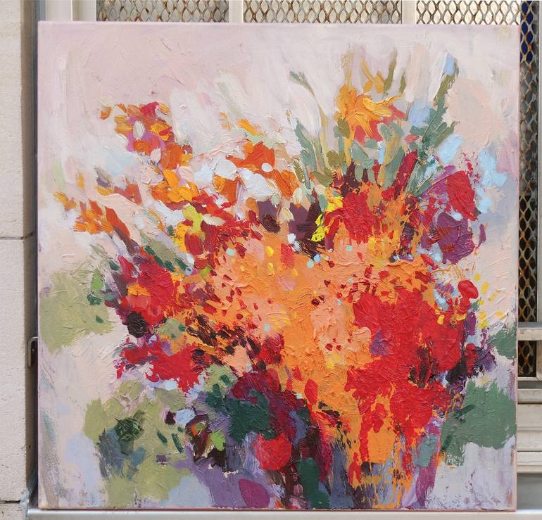 Original Abstract Floral Painting by Olga Sidorenko